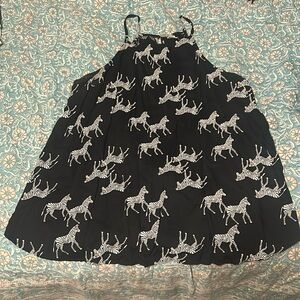 Halter-tank top with zebra pattern